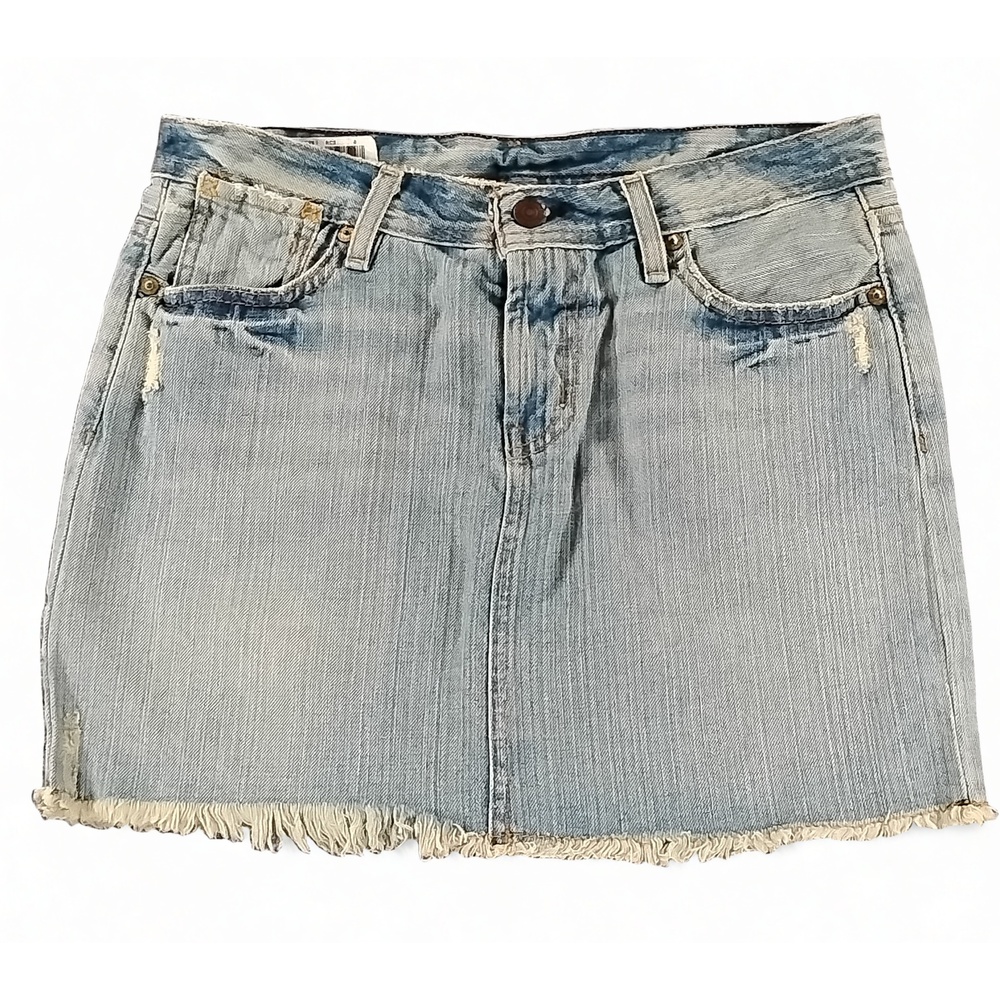 Streetwear Y2K Polo Ralph Lauren Denim Mini Skirt Size 6 Cotton Raw Hem